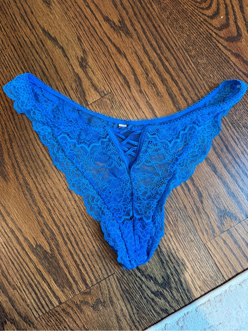 Victoria's Secret Royal Blue Lace Thong Panty